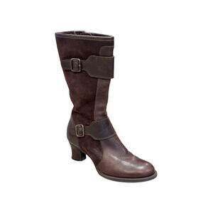 Nurture Salem Boots Mid-Calf Cuban Heels Leather/Suede Brown Women’s Size 7M